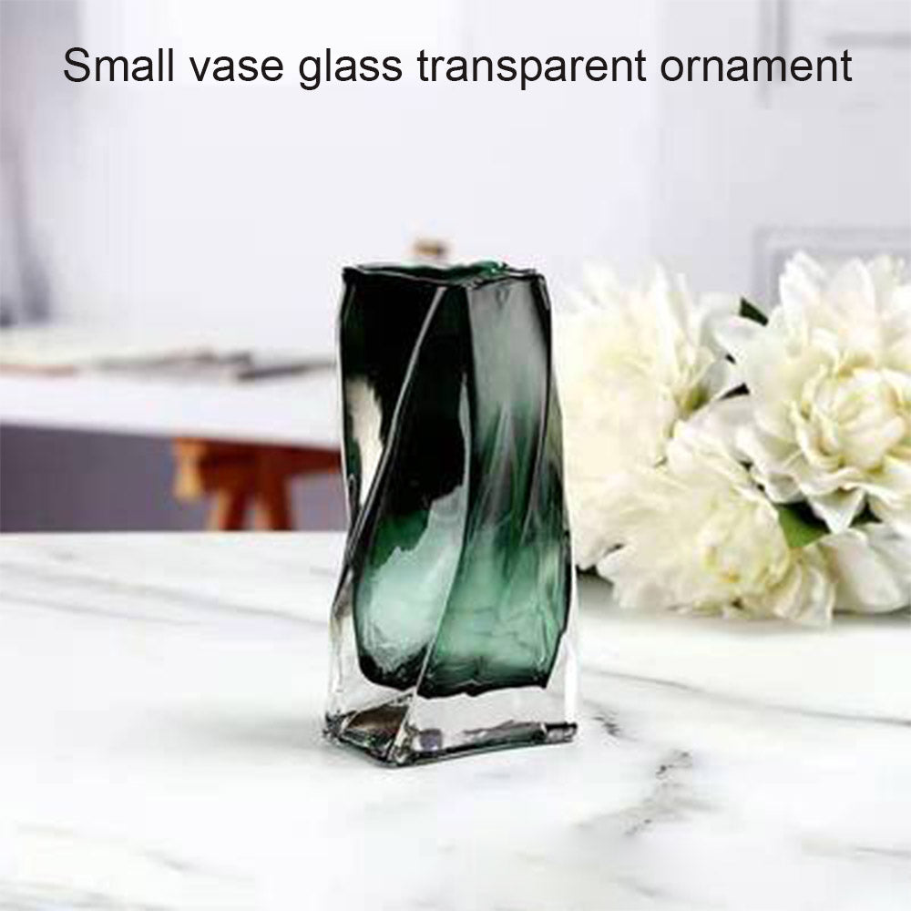 Twisted Glass Flower Pot Simple Art Design Creative Irregular Crystal Vase Container For Home Plants 3 Sizes