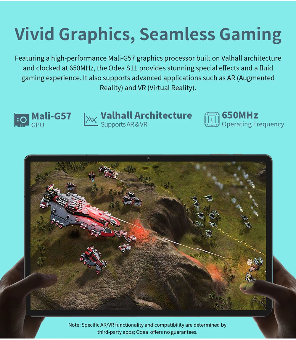 Odea S11, 11 inch TDD, 8000Mah, tabletă Android 14 (expansiune 6Gb+10Gb), 16Gb RAM, 256Gb ROM, rezoluție 1920X1200 IPS, Unisoc T606, 8 nuclee, Mali-G57, 4G LTE, Wifi, GPS, 2 sloturi SIM + 1 slot pentru telefon, Widevine L1 pentru Netflix.
