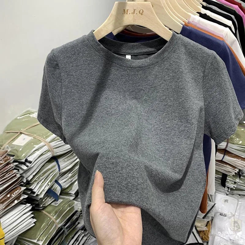 Women T Shirt Girls T-Shirt Woman Clothes Tops Cotton Tshirt Female Short Sleeve Spring Tee elegant Y2k Top White