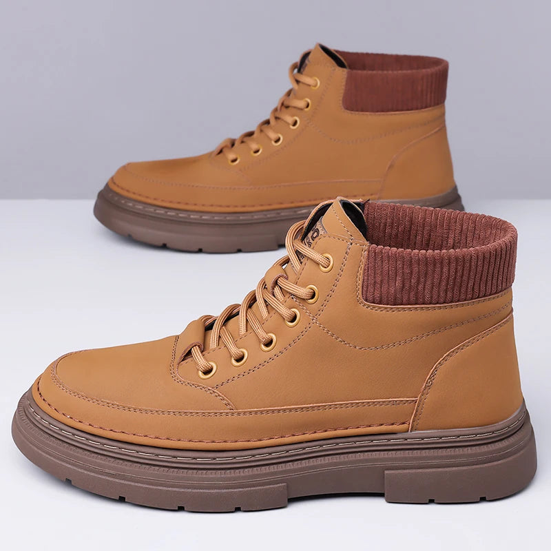 YEISNDOOCN Hochwertige Leder Stiefel - Größe EU 41-46 Schnürung