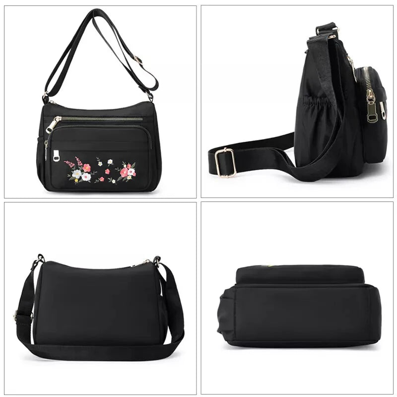 Umhängetasche 2025: Casual Crossbody Backpack Ladies - Oxford Cloth Fashion Embroidery Flower Travel Collection