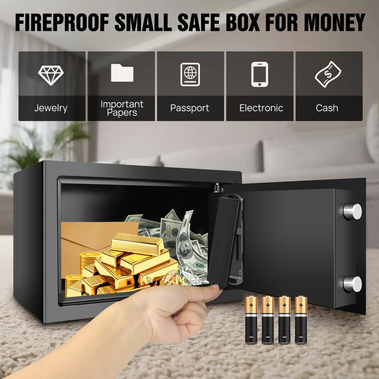 DayPlus 16L Digitaler Stahl-Safe - Elektronische Sicherheitsbox für Büro und Zuhause