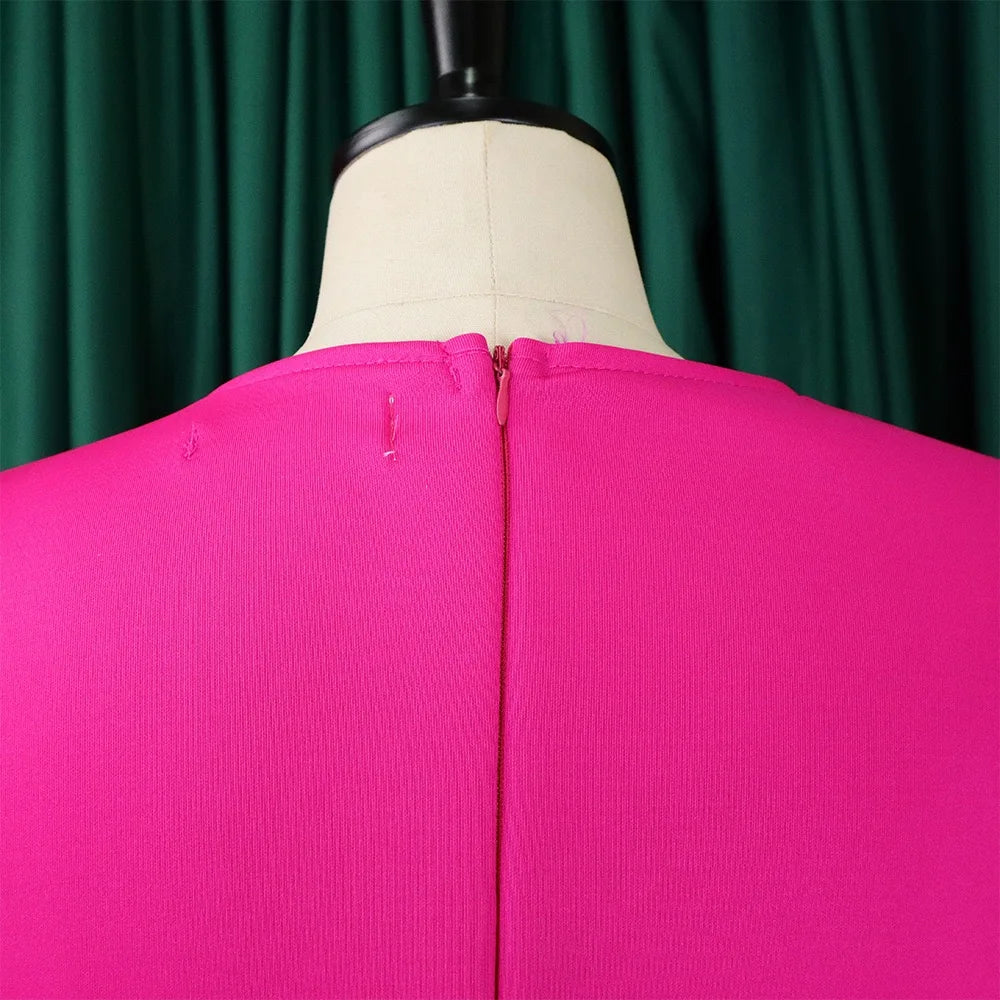 Elegante Kleider Für Frauen 2024 O-Ausschnitt Kurze Ärmel Hohe Taille Plissiert Midi Luxus Weiblich Geburtstag Party Dinner Vestidos