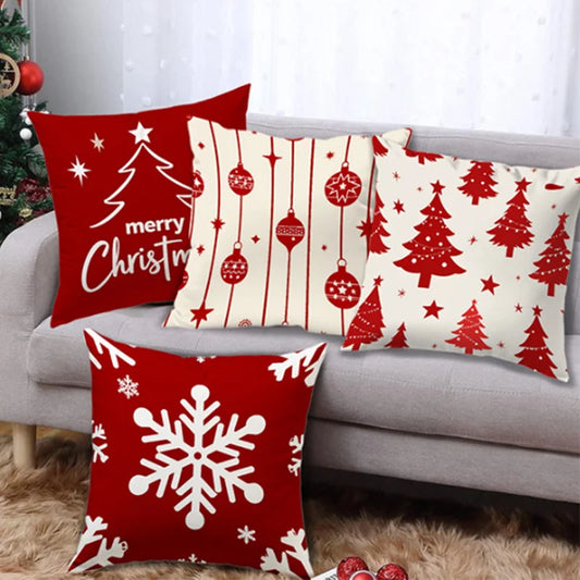 Christmas Tree Snowflake Print Pillowcase Merry Christmas Decorations Room Decor Flax Pillow Case Room Decoration Pillow Cover