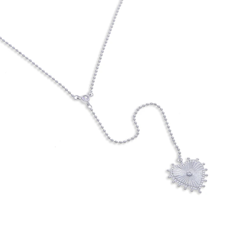 Gold Color Bead Chain Love Heart Pendant Micro Pave Sparking Cz Long Y Lariat Sexy Necklace Women Boho Sweater Chain Jewelry