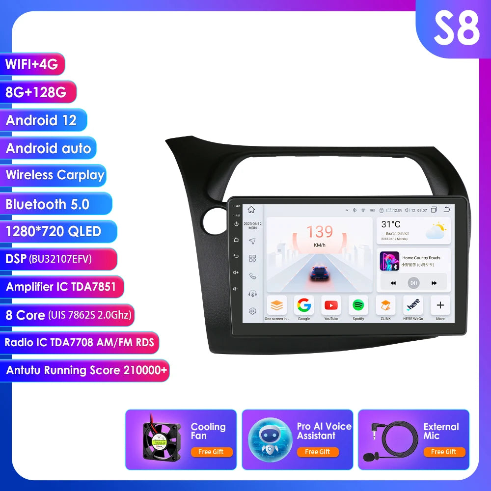 CarPlay Autoradio Multimedia Player für Honda Civic Hatchback