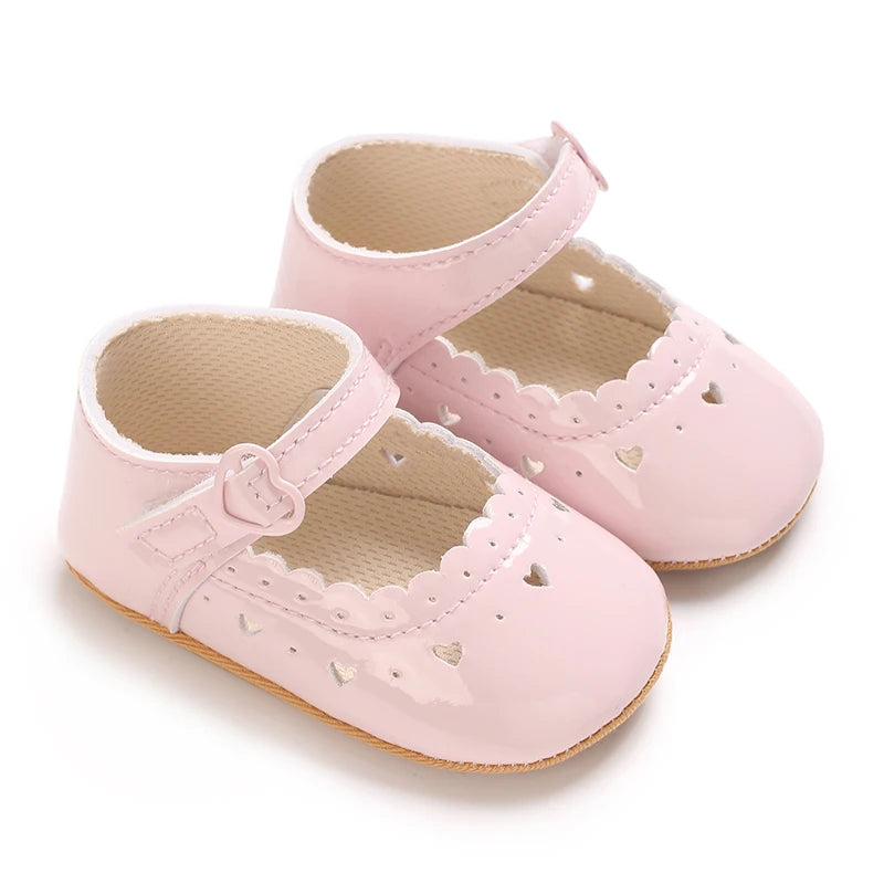 Einfarbige Baby Mädchen Mary Jane Schuhe 2025 - Weiche Gummisohle Anti-Rutsch - Frühling Herbst Prinzessin Schuhe 0-18M