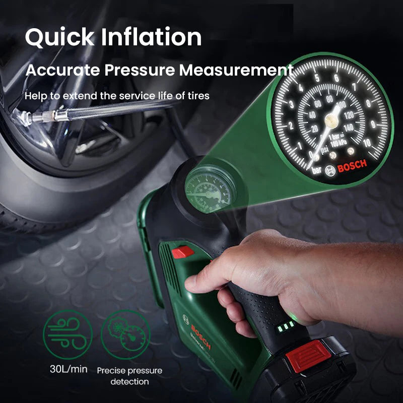 Bosch 18V Universal Air Pump Cordless Electric Air Compressor for Car Motorcycle Bicycle Tire Inflator with Air Pressure Display