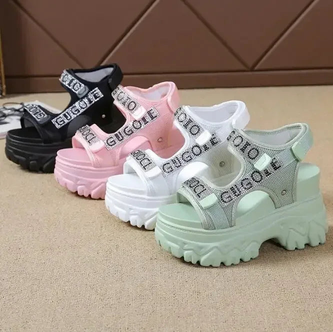 Pantofi eleganti pentru femei, noi, de vară, de lux, sandale pentru femei, talpă groasă, pantofi cu toc înalt, pantofi romani, adidași pentru femei