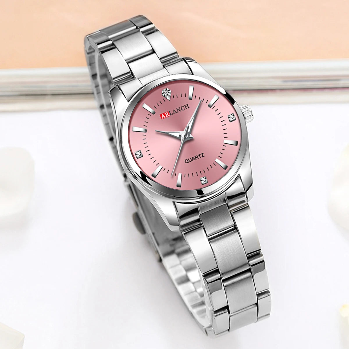 Damen-Uhr 2025: VA VA VOOM Luxury Women's Watch 29mm Fashionable Stainless Steel - Rhinestone Pink Minimalist Girl Clock Outdoor Travel Women Wrist Watches Collection