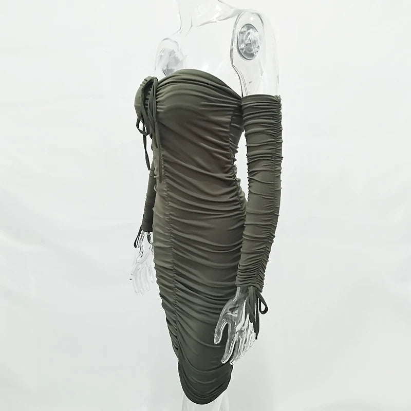 Arctic Cat Bodycon Off-Shoulder - Viskose, Elastisch, Lang