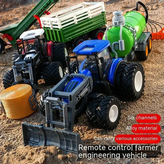 RC Auto 1:24 Legierung Ferngesteuert Traktor Spielzeug Mit Scheinwerfer Simulation Elektrisch Farm Truck Spielzeug Set Kind Outdoor Spielzeug Geschenke