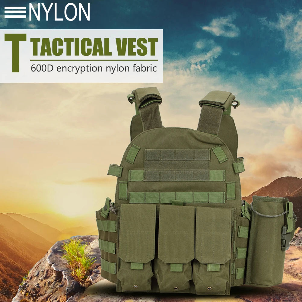 Vestă tactică din nailon, armură corporală, transportator de vânătoare, accesorii Airsoft, CS Combat, MOLLE Camo, vestă militară a armatei pentru vânătoare în aer liber
