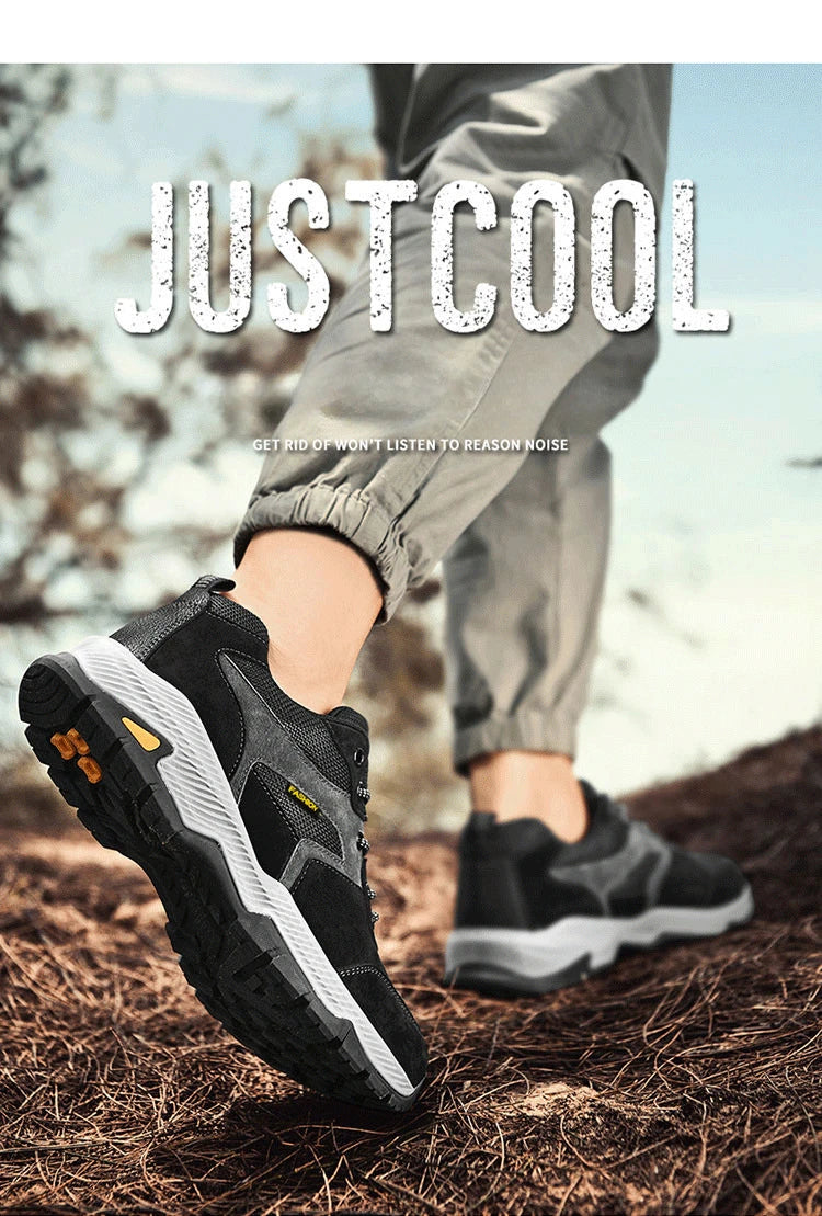 Men Sneakers Casual Breathable Hiking Walking Shoes Man Outdoor Fashion Leather Anti-slip Climbing Trekking Sneakers Footwears