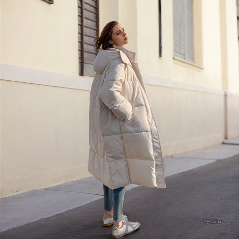 WinterParka Koreanisch Gefüttert - Kapuze, Baumwolle, lang