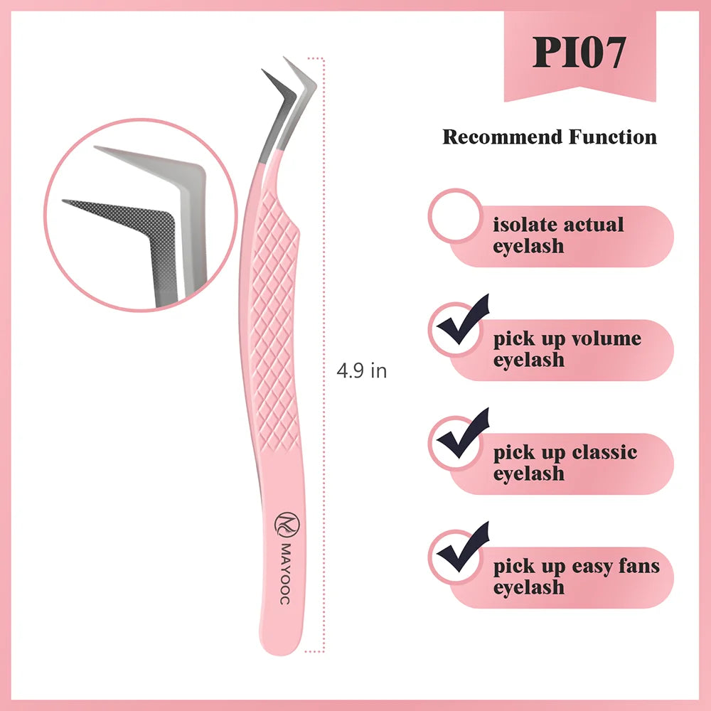 Eyelash Extensions Tweezers  With Fiber Tips Lash Artists High Precision Superhard Anti-Static Tweezer Makeup Tools Custom Logo
