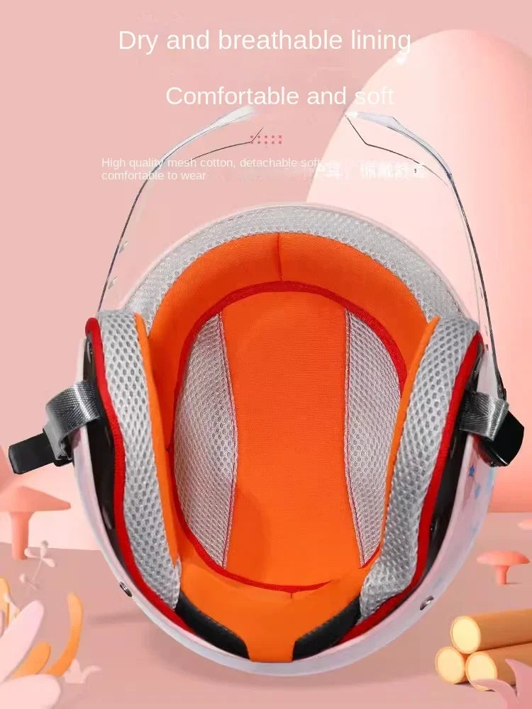 Children Cartoon Cute four seasons Motorcycle helmets Open face electric car bike child helmet for kids boy girl unicorn DOT
