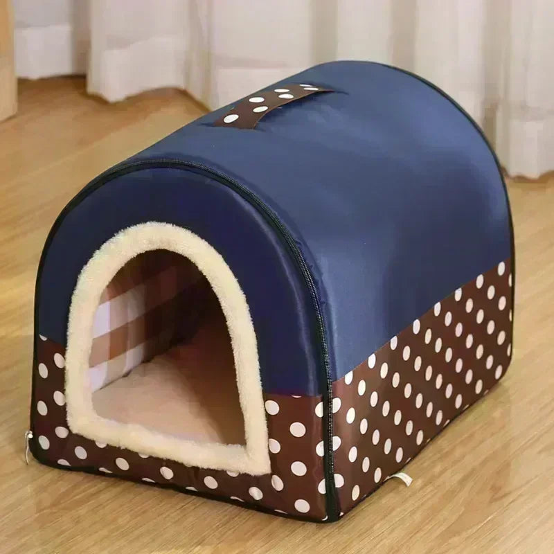 Winter Pet Cat Bed Foldable Dog House Dog Villa Sleep Kennel Removable Nest Warm Enclosed Cave Sofa Big Dog Kennel Pet Supplies