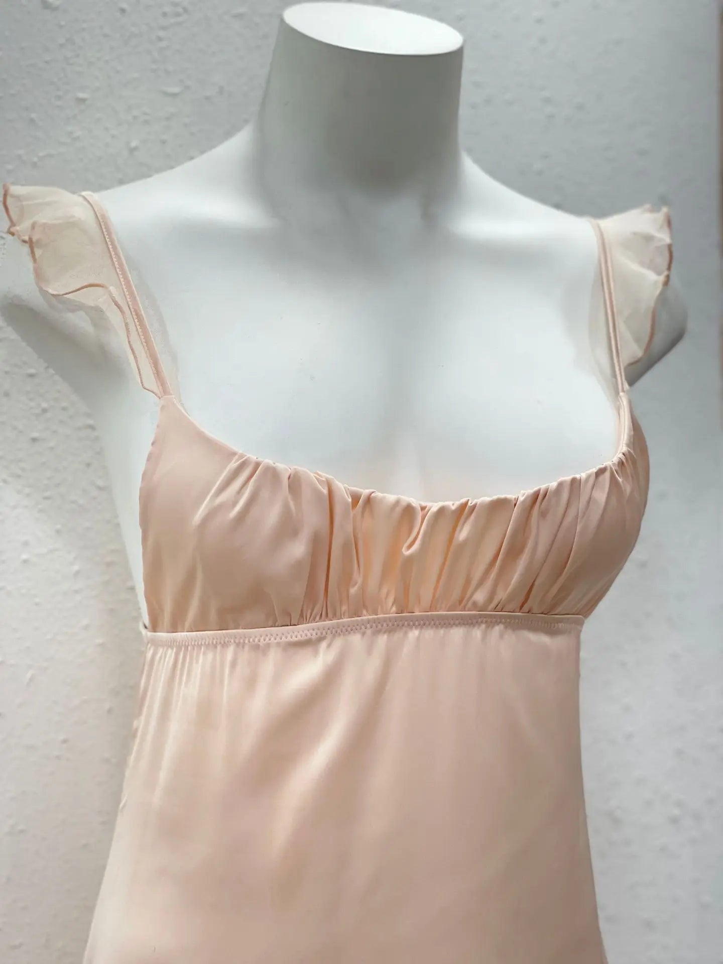 Elegante Schlafdress Elegant Dessous Weiche Eis-Seide Nachthemd Rüschen Swing-Kragen-Nachthemden Babydoll für Frauen