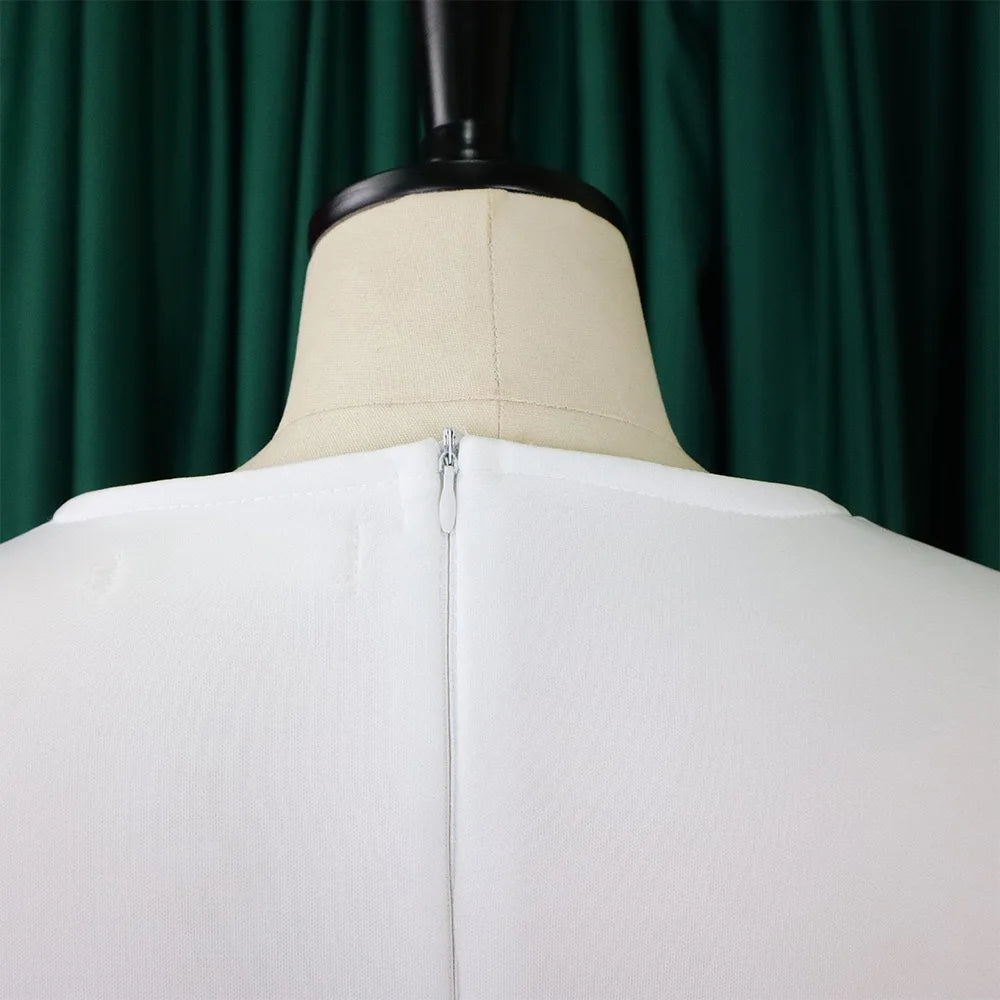 Elegante Kleider Für Frauen 2024 O-Ausschnitt Kurze Ärmel Hohe Taille Plissiert Midi Luxus Weiblich Geburtstag Party Dinner Vestidos