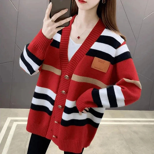 CNJiangxi Strickcardigan - V-Ausschnitt, Lockere Passform