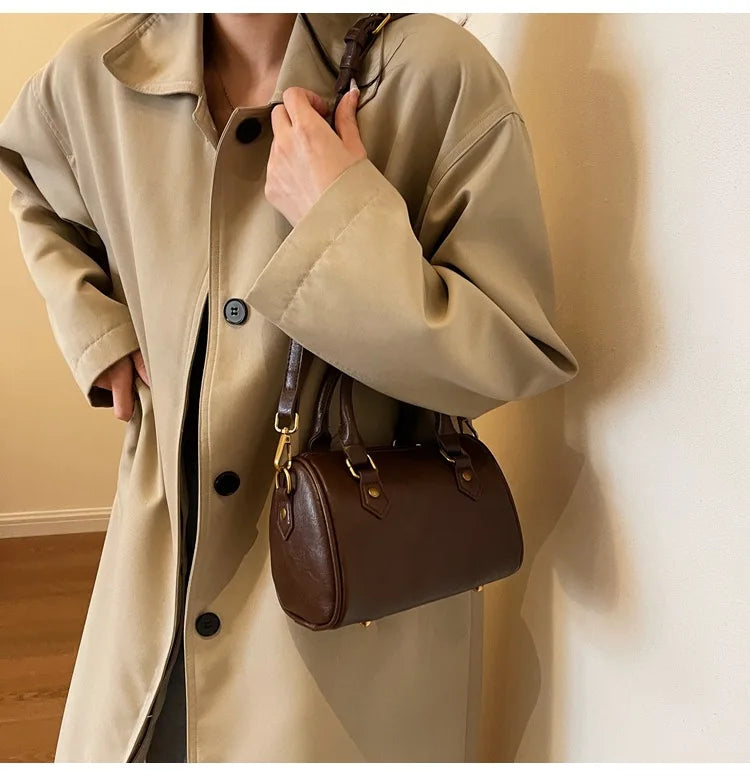 Women Vintage Boston Bag Casual Fashion Crossbody Women's British Style Top-Handle Simple Female Shoulder Bag for Girl