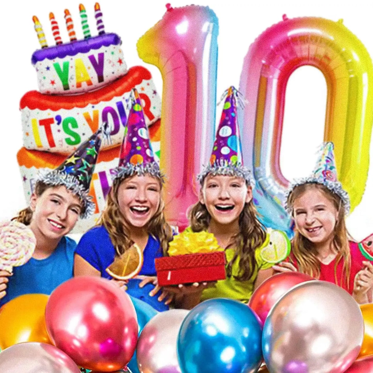 Renyuan Rainbow Zahlen Folienballons - 20er Pack 32 Zoll