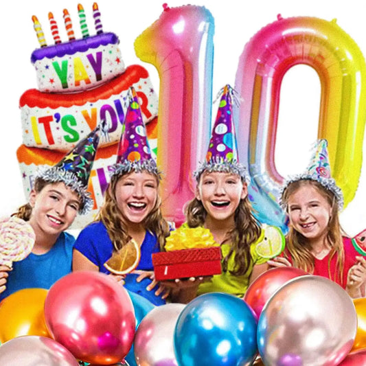 Renyuan Rainbow Zahlen Folienballons - 20er Pack 32 Zoll