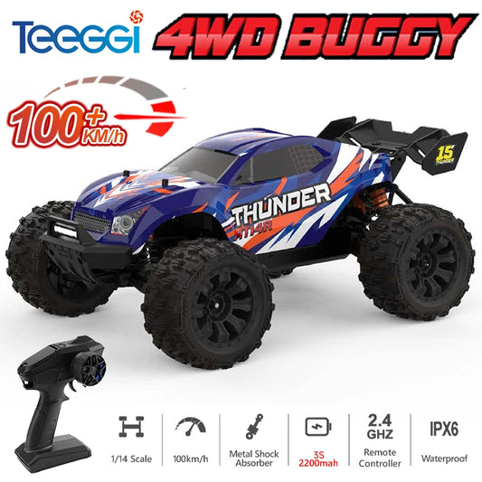RC-Rennwagen 2025: Teeggi 1:14 High Speed Rc Off-road Car 4WD 100KM/H - Brushless Motor 3S Remote Control Drift Racing Cars Toys For Childrens Gift Collection
