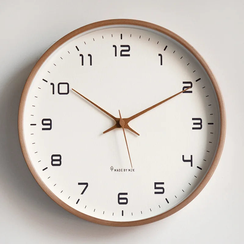 Nordic Solid Wood Wall Clock Living Room Household Clock Decoration Silent Clock Japanese Modern Light Luxury Creative Clock