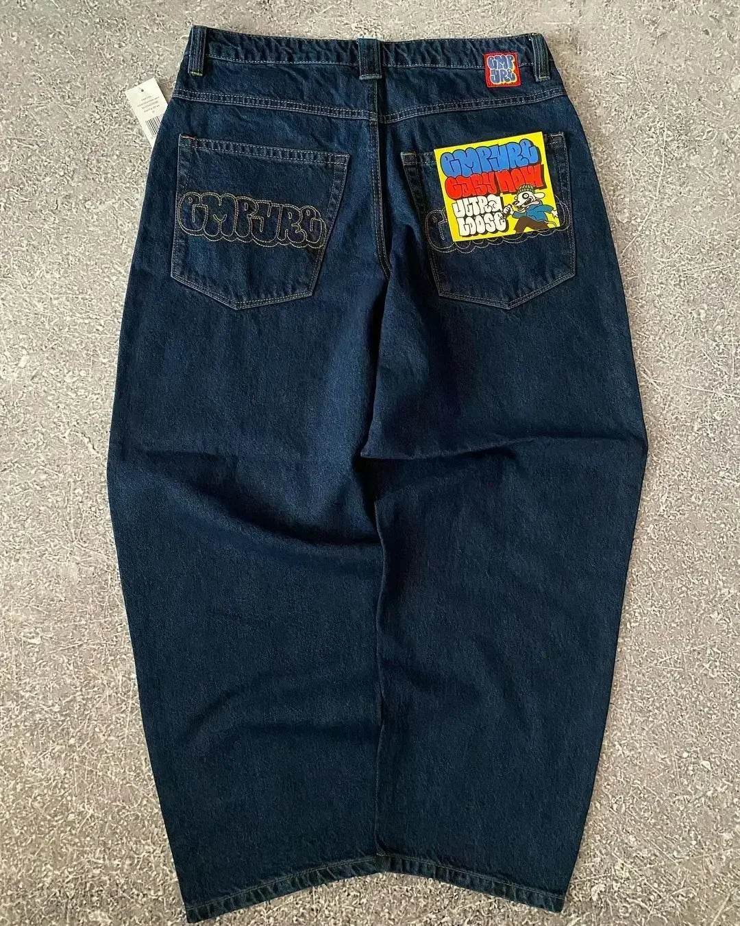 Jeans Y2k Pants Black Jeans Wide Leg Men Retro Loose Fashion Trendy Pants Hip-Hop Streetwear Y2k American Street Casual Jeans