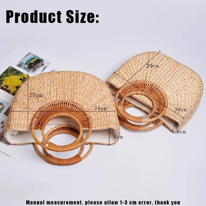 Geantă de plajă pentru femei, geantă de vară elegantă, țesută, din paie, Bohemia, tricotată, mare, geantă de mână pentru vacanță, casual, 2022