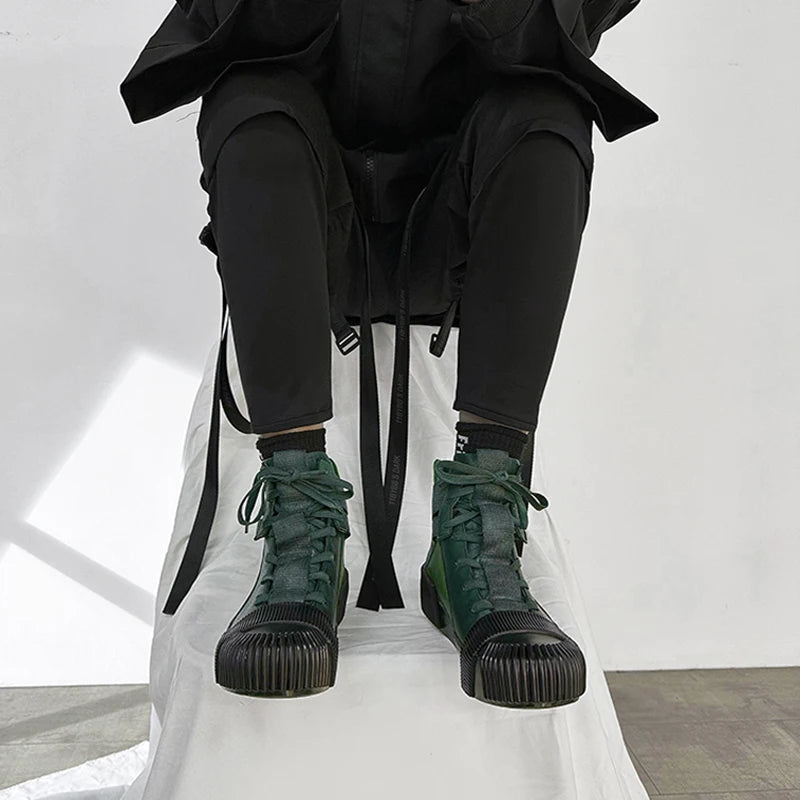 Ghete Black Street Original Design Goodyear Patchwork - Parte superioară din piele, talpă din cauciuc, mărimi 40–46