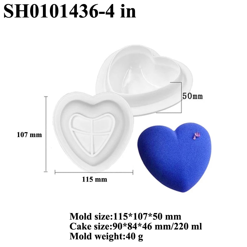 Romantic Heart or Rose Design Silicone Cake Molds Valentine's Day Mousse Cake Mold Kitchen Bakeware Dessert Decorating Tools