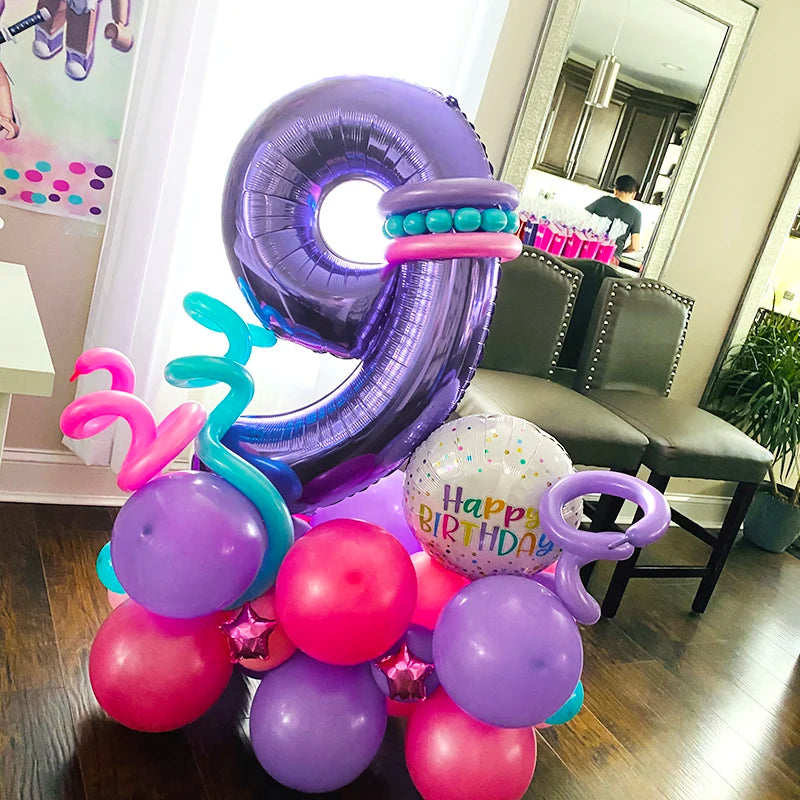 Purple Number Balloons 32 Inch Foil Balloon Adult Kids Birthday Anniversary Decoration Party Gold 0 1 2 3 4 5 6 7 8 9 Balloon