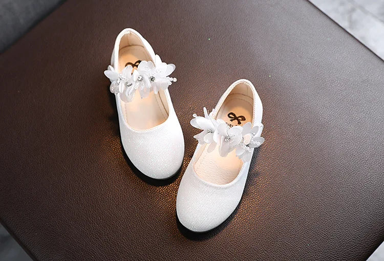 Mädchen Schuhe 2025 - Blumen Mary Jane Kristall Weiche Prinzessin Ballet Flats - Kleine Mädchen 1-7J Baby Hochzeit Party Leder Schuhe