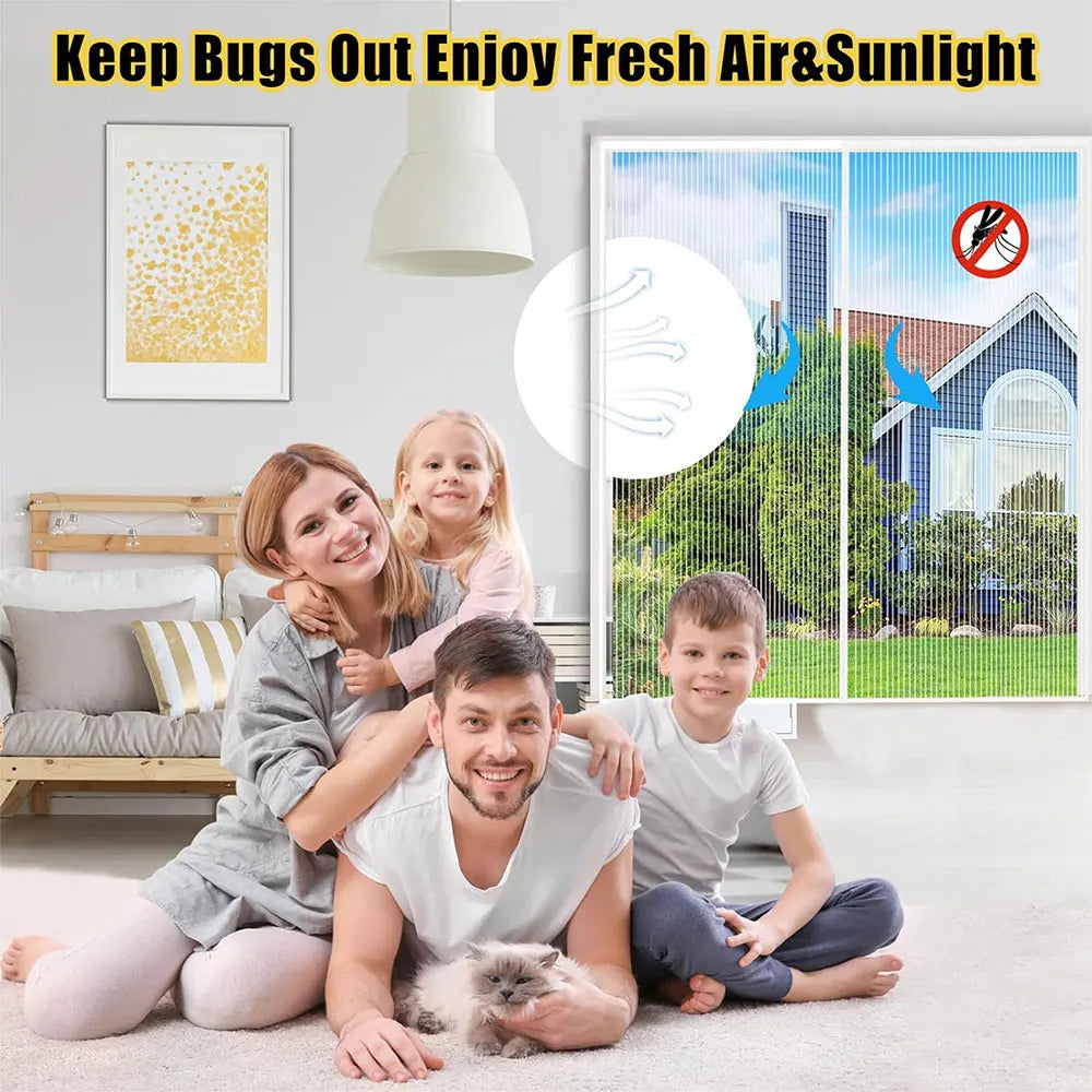 Magnetic Screen Door Screen Hands Free Mesh Partition Heavy Duty Curtain Keeps Bugs Out Frame Hook & Loop Pet and Kid Friendly