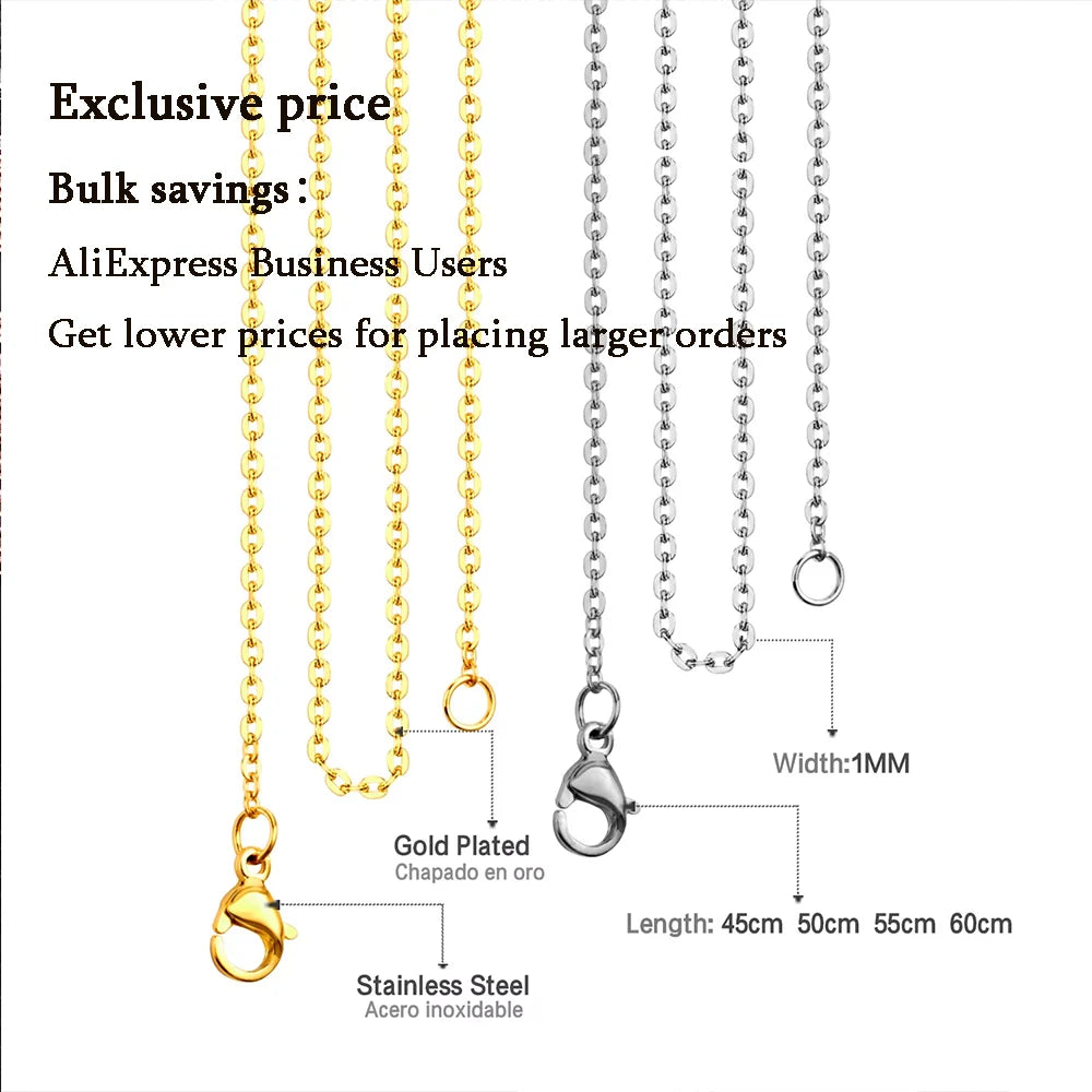 Edelstahl Halsketten 2025 - LUXUSTEEL 10Pcs/Lot 2mm/1mm O-Form Rolo-Link Cuban DIY Jewelry