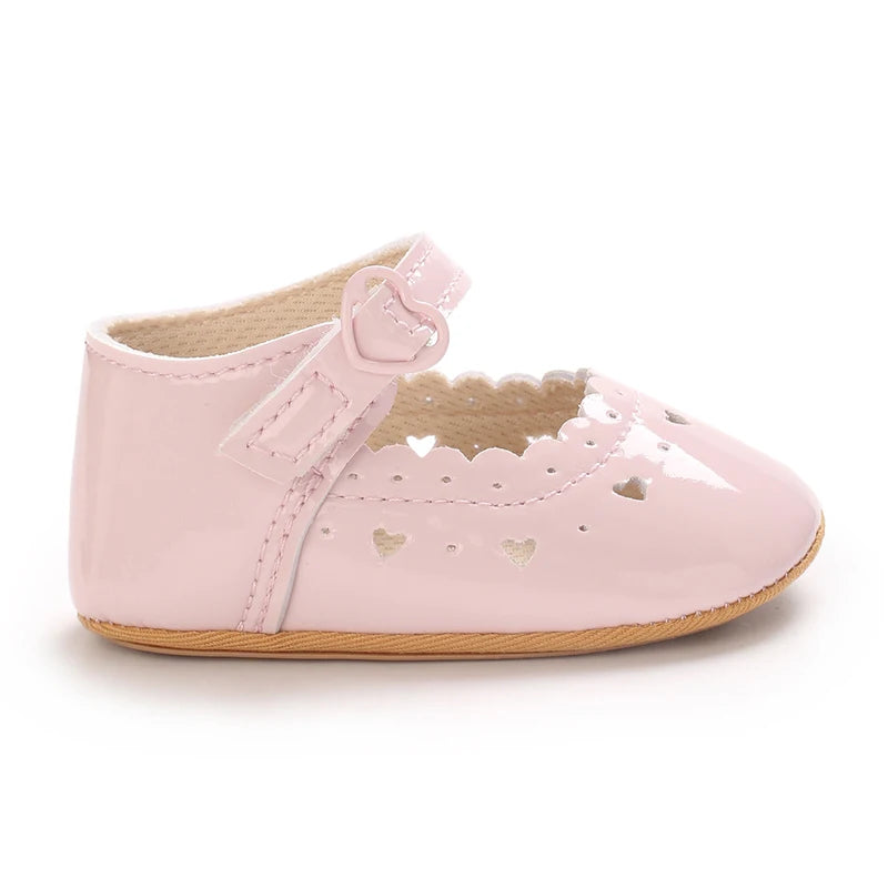Einfarbige Baby Mädchen Mary Jane Schuhe 2025 - Weiche Gummisohle Anti-Rutsch - Frühling Herbst Prinzessin Schuhe 0-18M