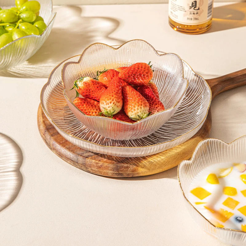 Luxus Glas Geschirr Set Haushalt Küche Zubehör Teller Und Schüssel Modern Hohe Beauty Dessert Schüssel Dim Sum Snack Teller