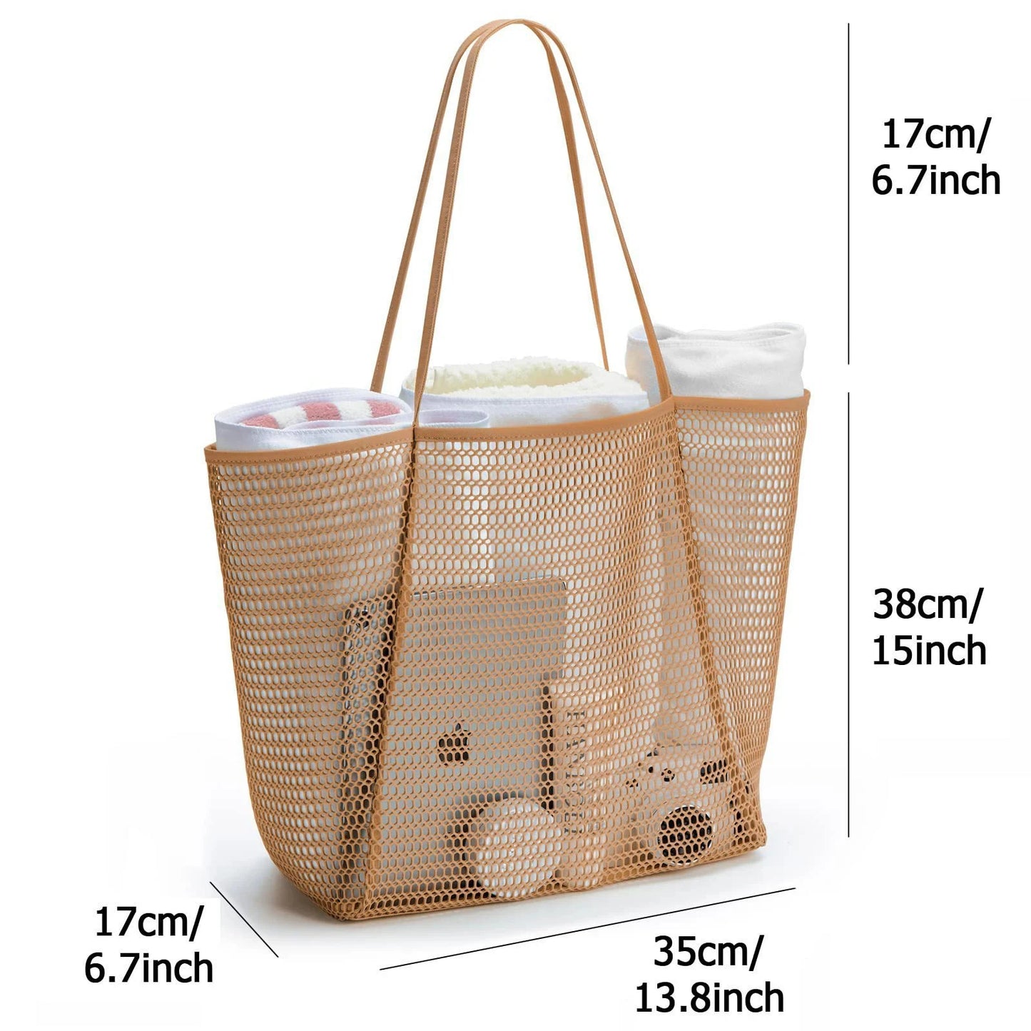 Women Swimming Beach Mesh Bag Ladies Shoulder Bag Large-capacity Travel Portable Storage Bag Multifunction Handbag