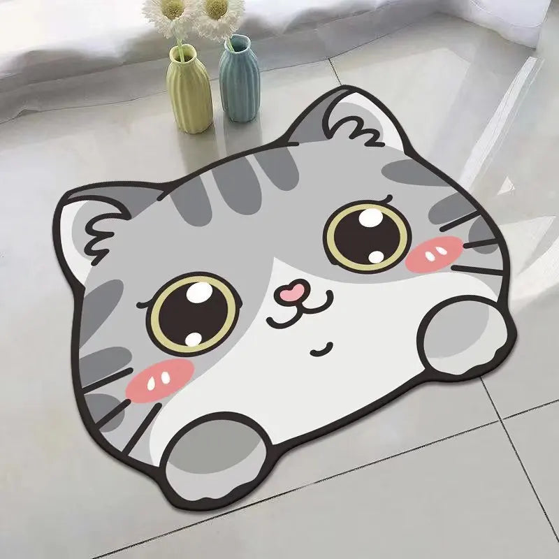 Panda Cartoon Dog Pattern Soft Cushion Bath Mat Quick Dry Super Absorbent Non-slip Bathroom Rug Diatom Mud Carpets Waterproof