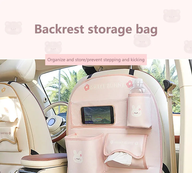 Scaun auto spate depozitare geantă organizator urs iepuraș multifuncțional scaun spate auto anti-murdar anti-lovitură depozitare pad accesorii auto