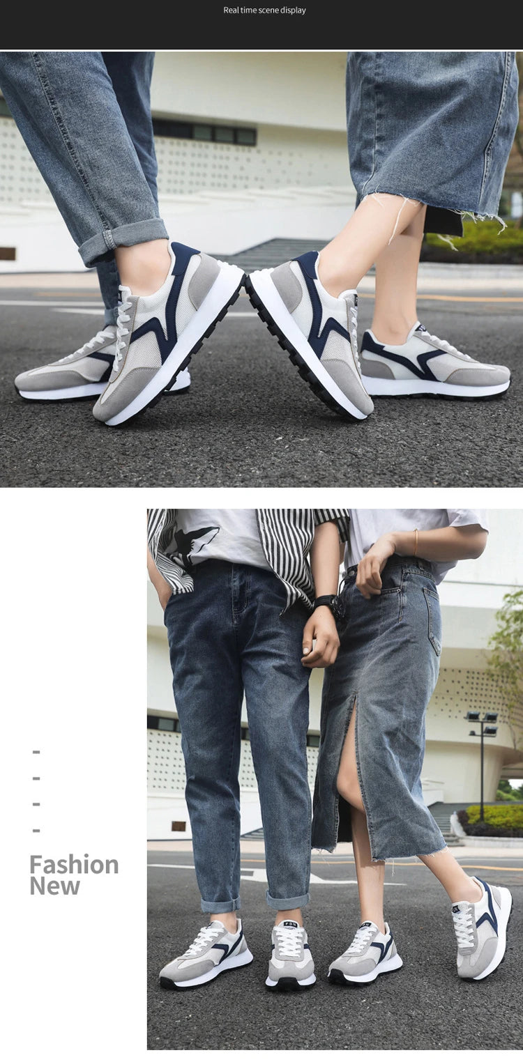 New Women's Sneakers Fashion Breathable Unisex Casual Shoes Lightweight Lace-Up Running Shoes Outdoor Platform Tennis Shoes Male