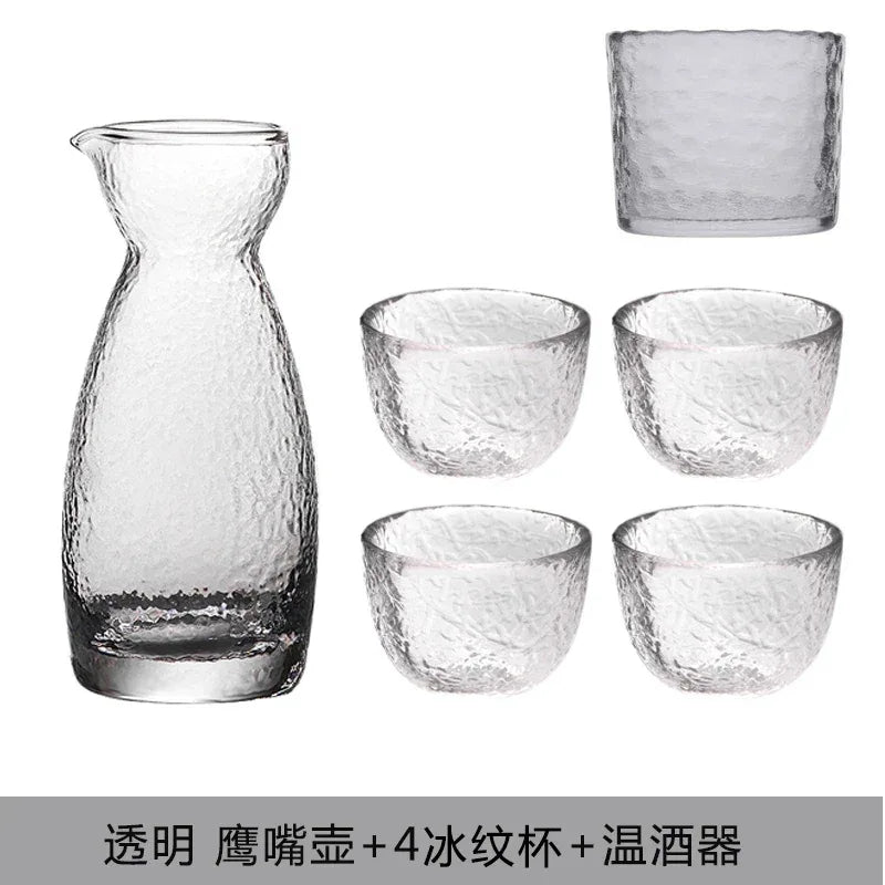 Japanese Sake Jug Set, Wine Glasses, Crystal Pot, Wine Tank Cup Set, Flagon Liquor Glass Dispenser, Creative Wine Cup, Gifts - Golden Bridge Store