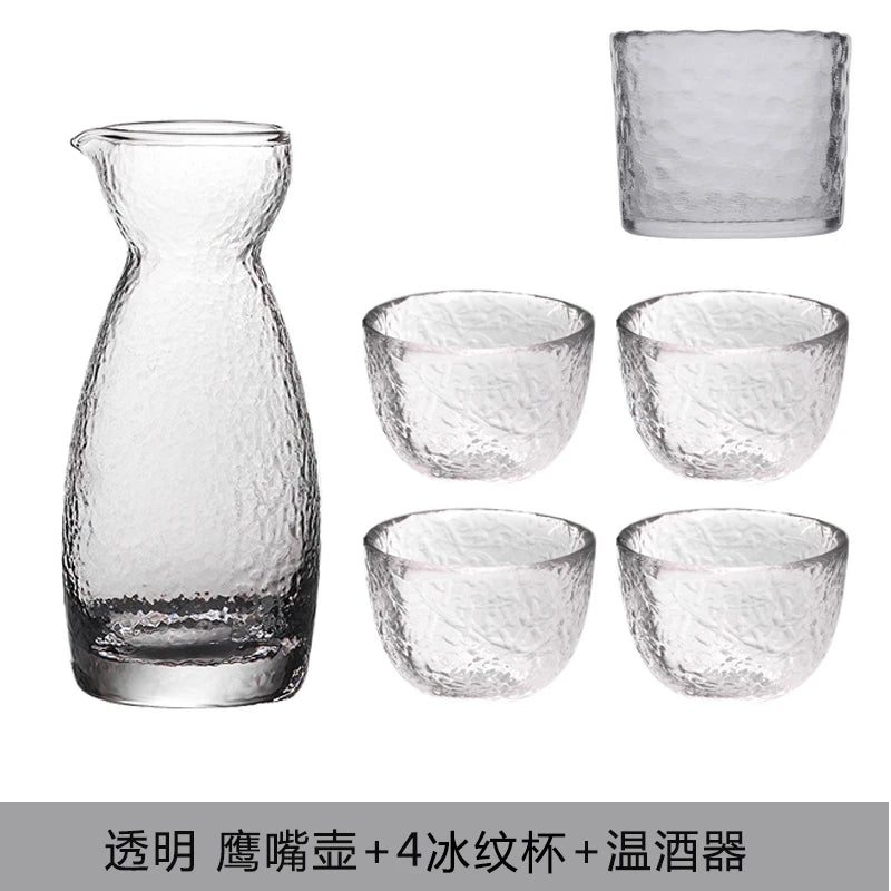 Japanese Sake Jug Set, Wine Glasses, Crystal Pot, Wine Tank Cup Set, Flagon Liquor Glass Dispenser, Creative Wine Cup, Gifts