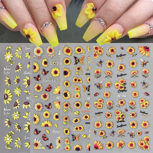 Choice 5D Sonnenblume Nailsticker - Selbstklebend 10x6cm