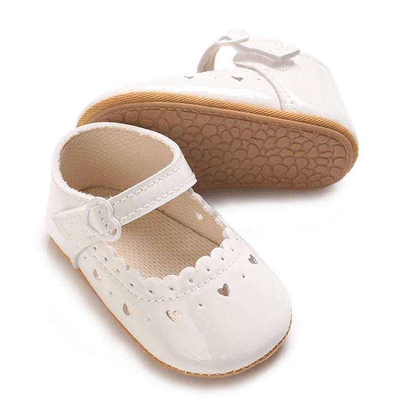 Einfarbige Baby Mädchen Mary Jane Schuhe 2025 - Weiche Gummisohle Anti-Rutsch - Frühling Herbst Prinzessin Schuhe 0-18M