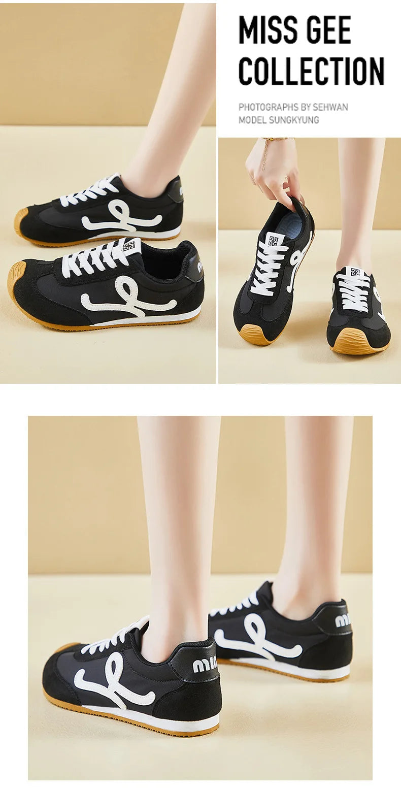 New Fashion Women's Shoes 2025 Spring Autumn Platforms Sneakers Comfortable Flat Shoes Lace-up Non Slip Casual Vulcanized Shoes