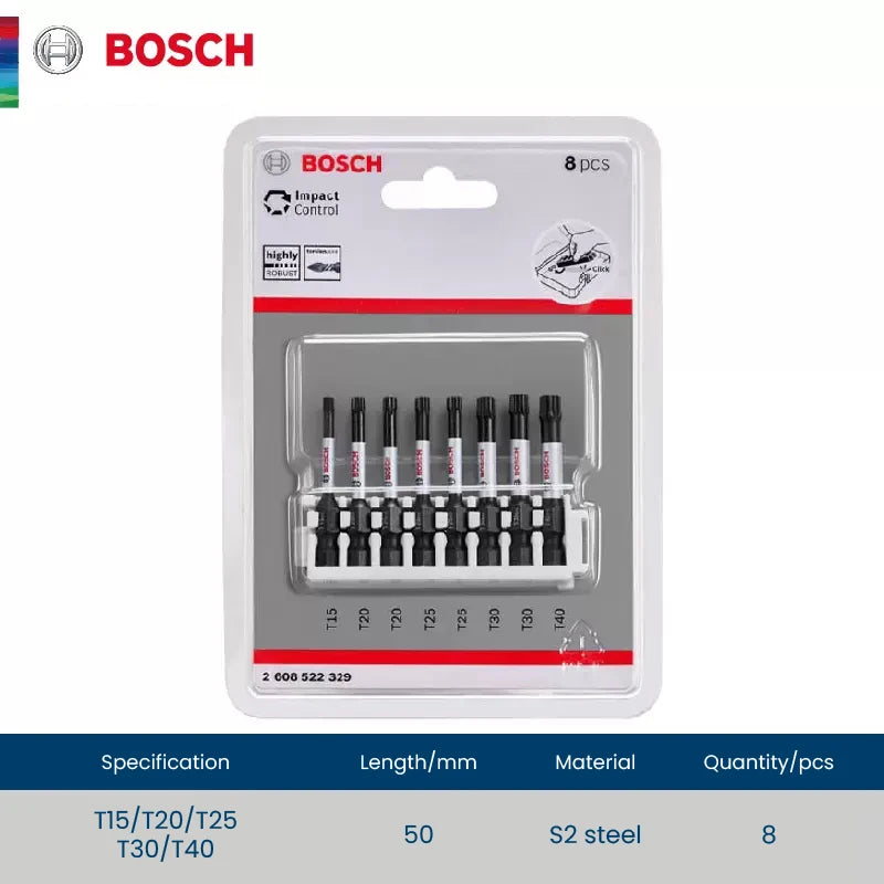 Bosch Resistant Impact Bits for Screwdriver Drill Accessories S2 Steel Metal Drills Bit Set for Bosch GDR/GDX Series Power Tools